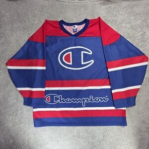 Vintage‎ Champion Big Logo Hockey Jersey 90s Throwback Size Large